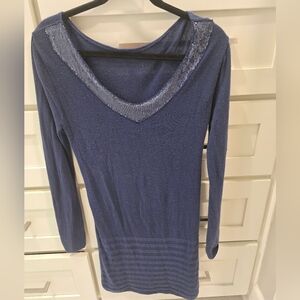 Beautiful, Warm Blue Sweater, Sparkle Sweater Dress. Made in Italy
